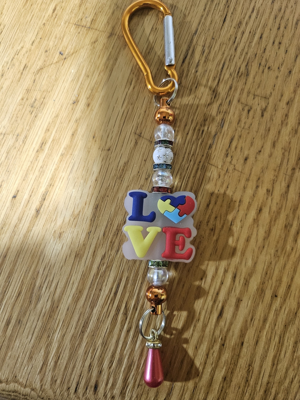 2/15$ Autusm LOVE Multicolor Beaded Keychain